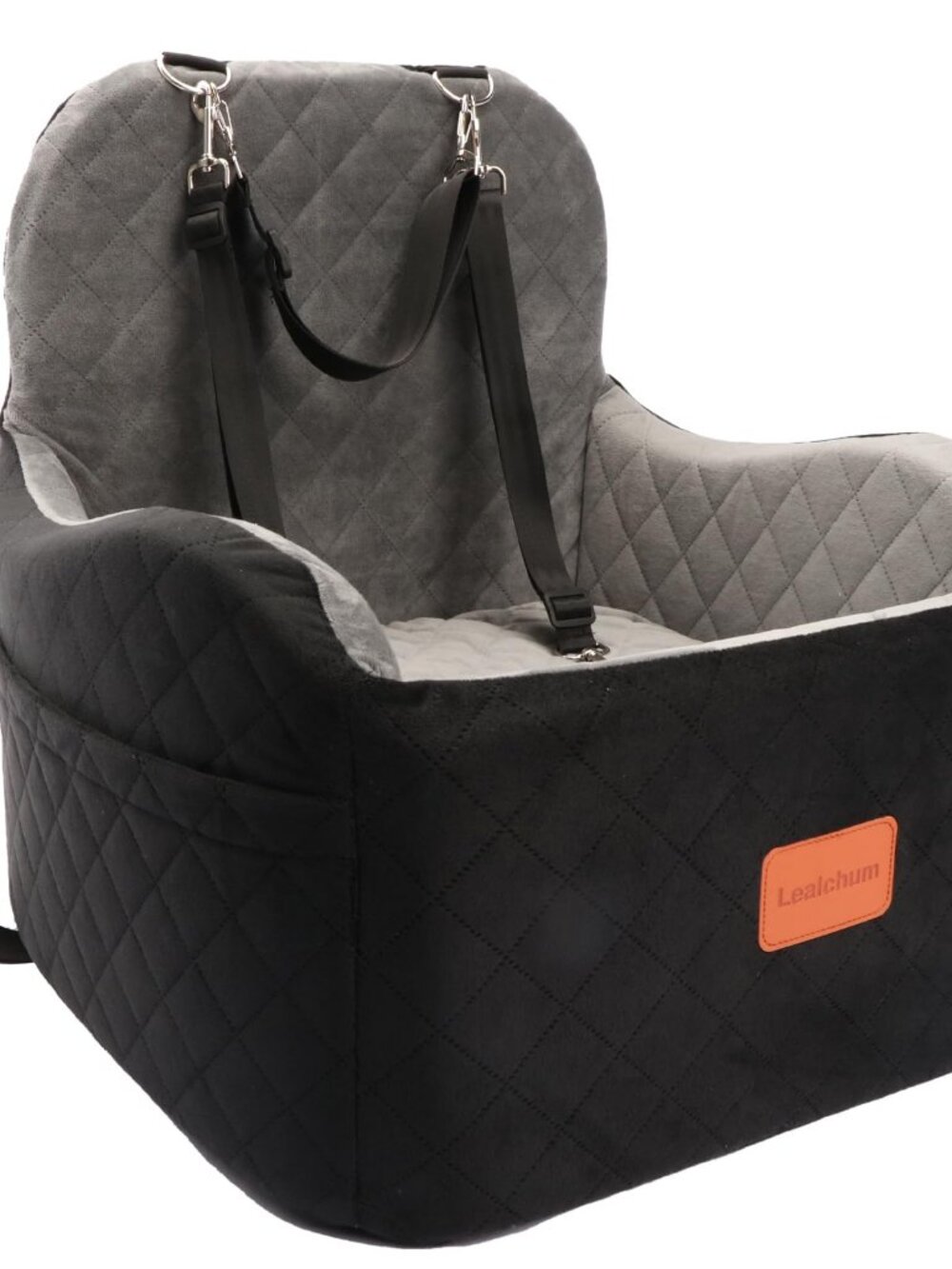 Lealchum Dog Booster Car Seat for Small/Medium Dogs 6in Memory Foam Black/Grey